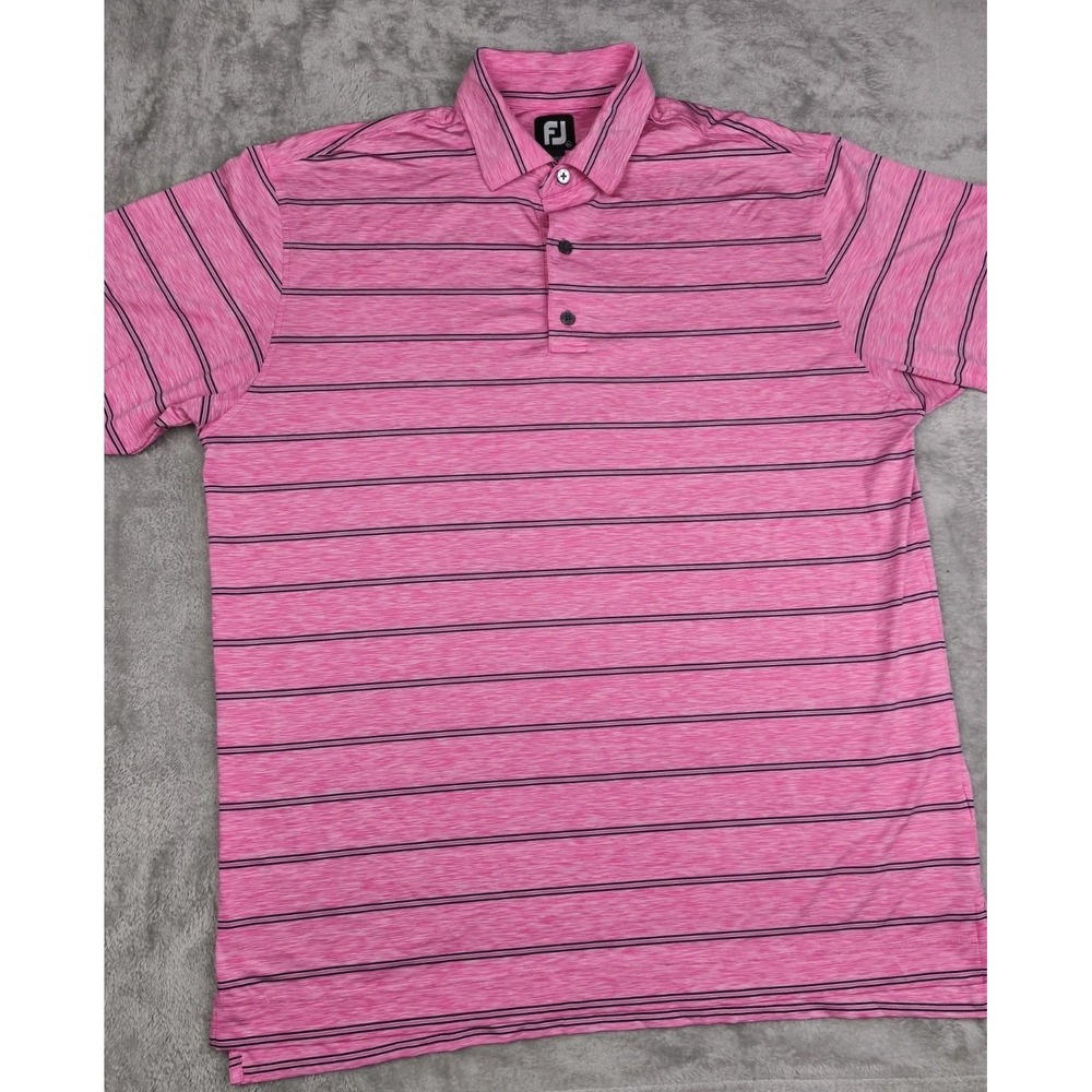 FootJoy FJ Golf Polo Shirt Mens XL Pink Striped Performance Stretch
